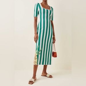 STAUD - Bermuda Striped Compact-Knit Maxi Dress